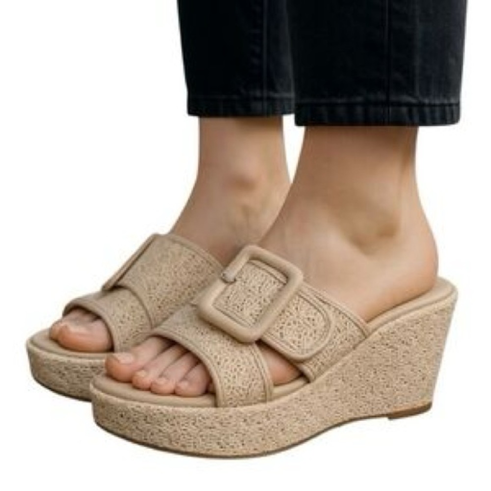 Seychelles Women's‎ Calli Platform Wedge Sandals beige Size 7